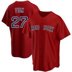 Mens Majestic Boston Red Sox CARLTON FISK Baseball Jersey GRAY –