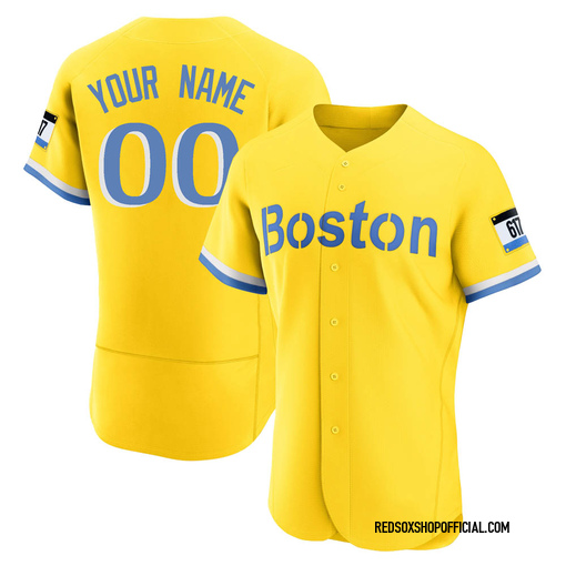 Men's Boston Red Sox Custom Authentic Light Blue Gold/ 2021 City ...