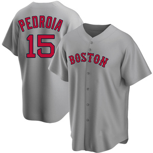 Youth Majestic Boston Red Sox #15 Dustin Pedroia Authentic Grey