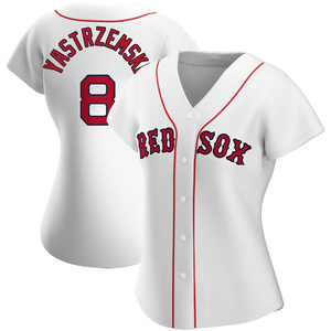 Women's Majestic Boston Red Sox #8 Carl Yastrzemski Authentic White Home  MLB Jersey